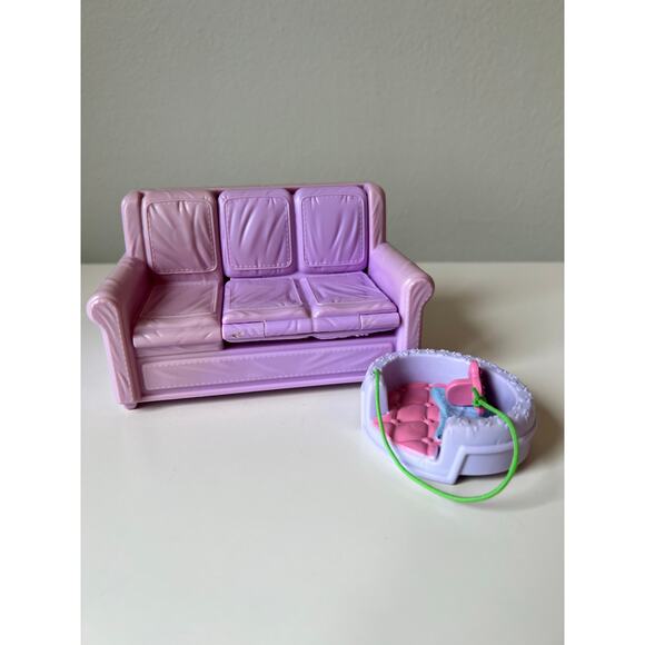 Fisher-Price Other - Loving Family Dollhouse Purple Living Room Couch Sofa Bed Sleeper Pet Bed